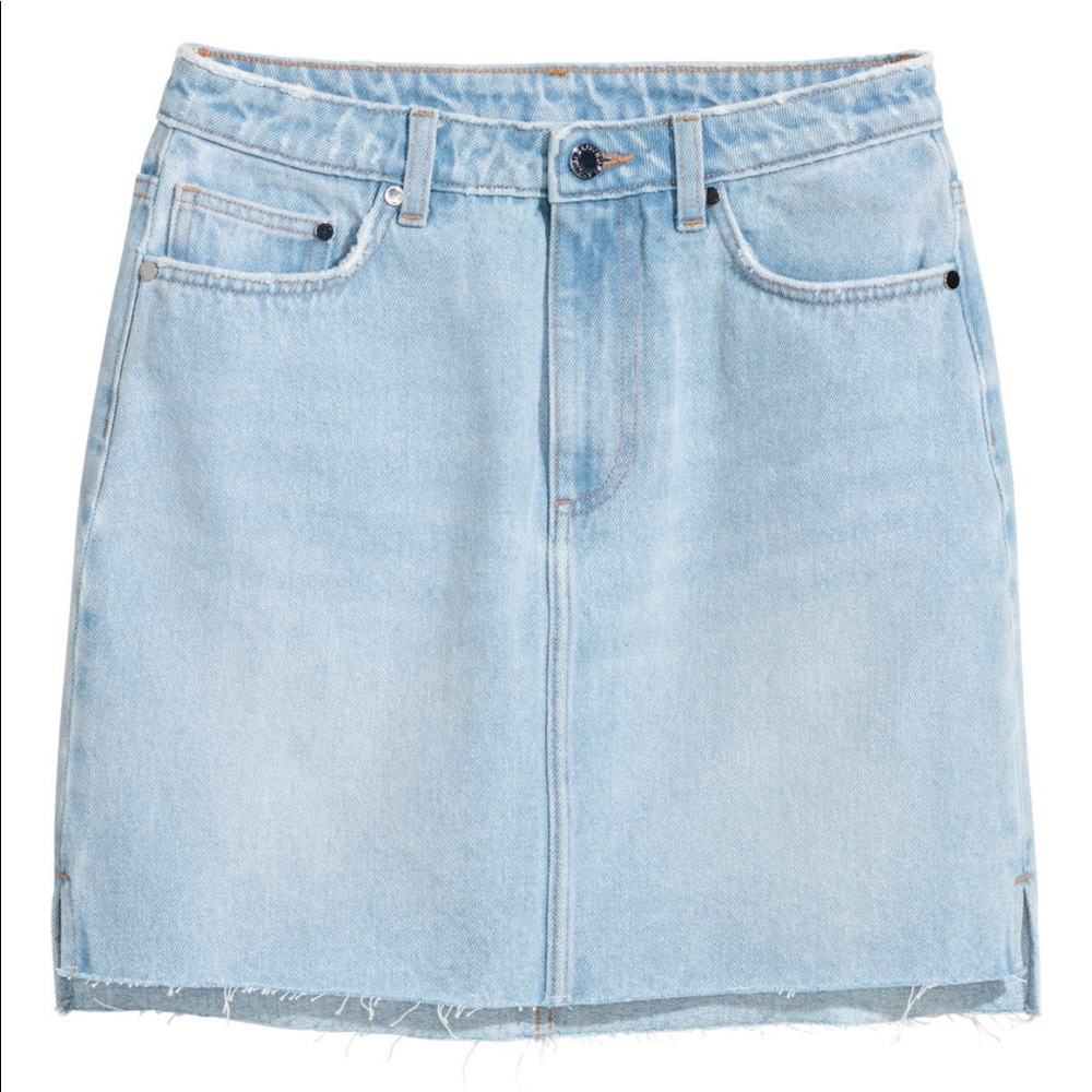 H&M Light Wash Denim Jeans Mini Skirt Small